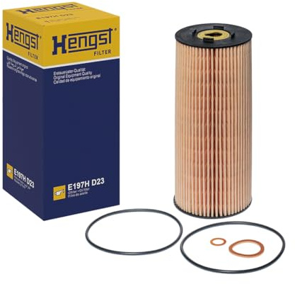 HENGST - Ölfilter E197H D23 - Öl-Filtereinsatz für KFZ | Hochwertiger Motorölfilter für KFZ mit Otto- oder Dieselmotor - Robuster Ölfilter mit hoher Schmutzaufnahmefähigkeit