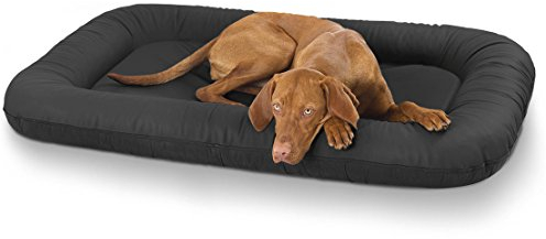 Knuffelwuff Kunstleder Hundebett Jerry XXL 120 x 85 Schwarz - Hundematte mit abnehmbarer Bezug - waschbar - Rutschfester Unterseite - für große, mittelgroße und kleine Hunde