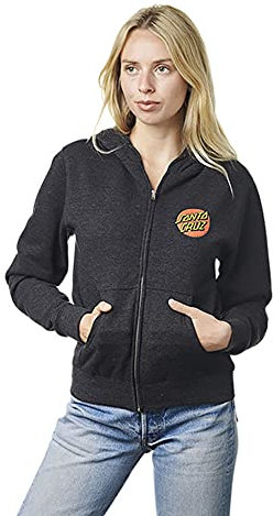 SANTA CRUZ Classic Dot Zip Hooded Regular Sweatshirt Char Hthr Lg Damen