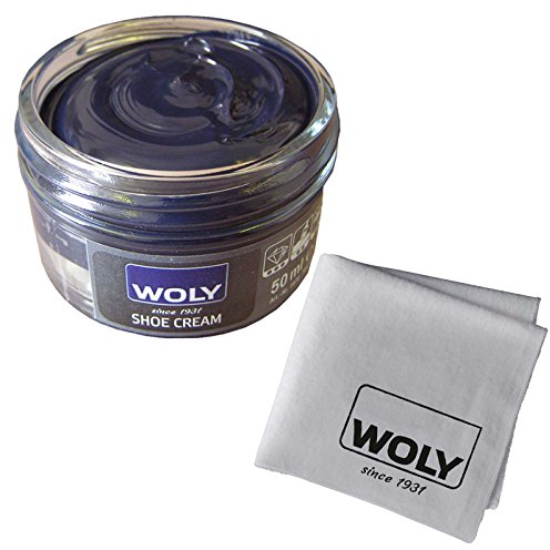 Woly Shoe, boot polish leather high shine cream + cloth variation - Ocean Blue