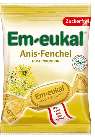 Em-eukal Anis-Fenchel Hustenbonbon zuckerfrei 75g – Kräutersanfter Geschmack mit ätherischen Ölen und feinem Anis- und Fenchelextrakt – Mit leichter Mentholnote (1 x 75g)