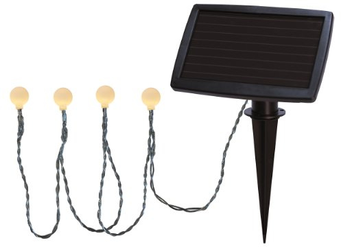 Best Season LED-Solarlichterkette Balls weiß / 20-teilig/Länge 2.7 m mit Wintersolarpanel inklusiv Akku/outdoor/warm weiß 477-58