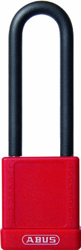 Abus 58990 Cadenas de consignation électrique non conducteur en aluminium anodisé à anse longue de 75 mm avec passe partiel Rouge