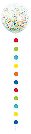 Clear Giant Confetti Balloon with Rainbow Dots Tassel (60cm) 1 Piece - Perfect for Parties, Decorations & Celebrations