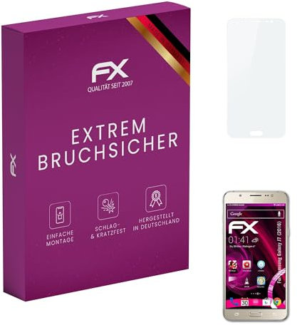 atFoliX Protection Écran Film de verre en plastique compatible avec Samsung Galaxy J7 (2016) Verre film protecteur, 9H Hybrid-Glass FX Protection Écran en Verre trempé de plastique