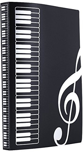 WOGOD Music Sheet File Paper Documents Storage Folder Holder Plastic.A4 Size,40 Pockets (Black)