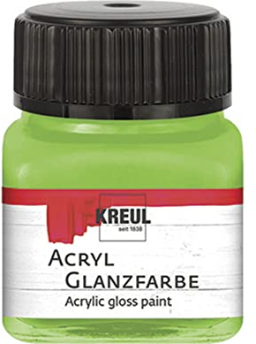 KREUL 79217 - Acryl Glanzfarbe, 20 ml Glas in lindgrün, glänzend-glatte Acrylfarbe zum Anmalen und Basteln, auf Wasserbasis, speichelecht, schnelltrocknend und deckend