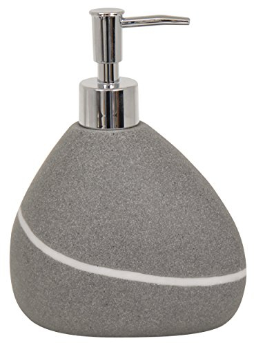 MSV Seifenspender Flüssigseife „Zen“ aus Polyresin in Stein-Optik Grau