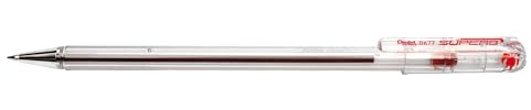 Pentel 0.7 mm Oil Based Ink Slim Barrel Superb Ballpoint Pen - Red (Pack of 12 Pens)