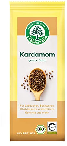 Lebensbaum Kardamom, Bio-Gewürz für Lebkuchen, Backwaren, Obstdesserts & orientalische Gerichte, süßlich-würziger Genuss, ganze Saat, 50 g
