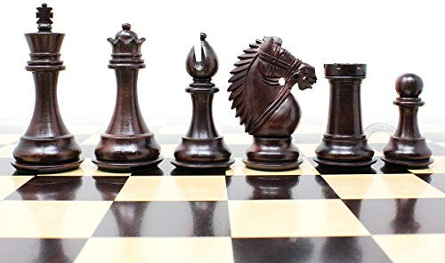 House of Chess - Rosewood/Boxwood Chess Pieces Rio Staunton 4.0 (102 mm) - 2 Extra Queens - Triple Weighted