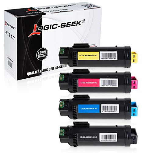 Logic-Seek 4 Toner kompatibel mit Dell H625 H825 CDW H820 Series S2825 CDN - Schwarz 3.000 Seiten, Color je 2.500 Seiten