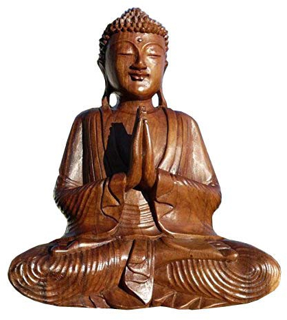 Wogeka - 40 cm Gebet Buddha Meditation - Holz Budda Feng Shui BMGEB40