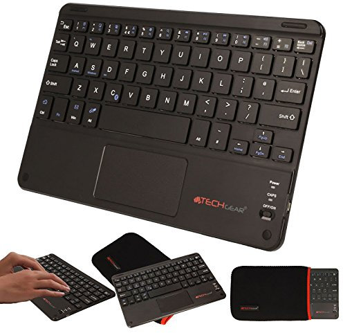 TECHGEAR [Active Strike Pro Slim Bluetooth Wireless UK QWERTY Keyboard with Mouse Touchpad for for Amazon Fire HD 8 tablet (Included Keyboard Carry case)