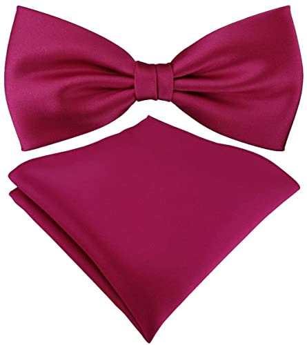 TigerTie Satin Fliege Einstecktuch in rosa magenta Uni einfarbig + Aufbewahrungsbox