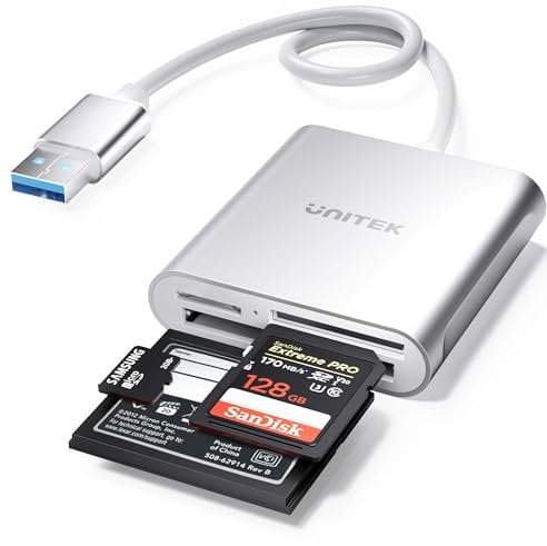 USB SD Card Reader, Unitek USB 3.0 Memory Card Reader Writer Compact Flash Card Adapter for CF/SD/TF Micro SD/Micro SDHC/MD/MMC/SDHC/SDXC UHS-I Card for Windows, Mac – Aluminum [Upgrade Version]