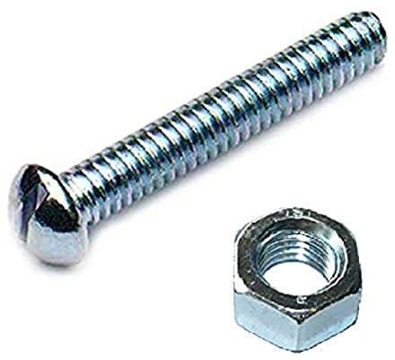 Merriway BH02537 Rundkopf-Maschinenschraube mit Mutter 1/4 x 2 Zoll, Glänzend verzinkt / Weiß, 2 Stück
