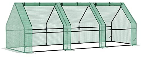 Homcom Invernadero Pequeño con Ventanas - Color Verde - Tubos de Acero y PE 140 g/m2-270x90x90cm