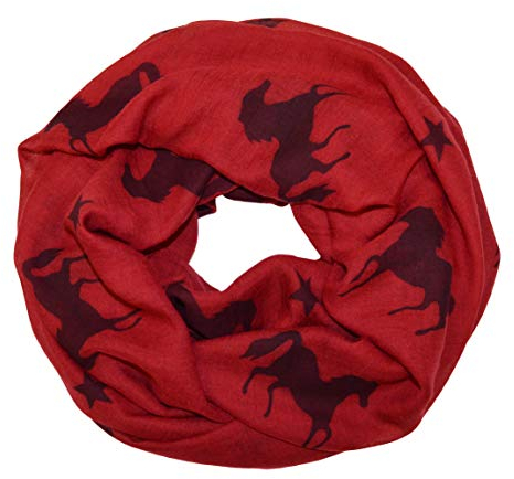 thb Richter Damen Schlauchschal Pferd Rundschal Loopschal Pferde Horse Schal Loop Halstuch Stern (dunkelrot)