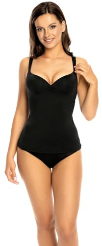 VIANIA! Dessous BH-Hemd Damen 101652 I BH Hemd mit Cups I Unterhemd für Damen mit Bügel I Top mit Bügel-BH I 85C I Schwarz
