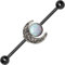 BodyJewelryOnline Erwachsenen Industrial Barbell Opal und Mond Charms 14ga Knorpel Edelstahl 316L + Extra Bars (weißer Opal)