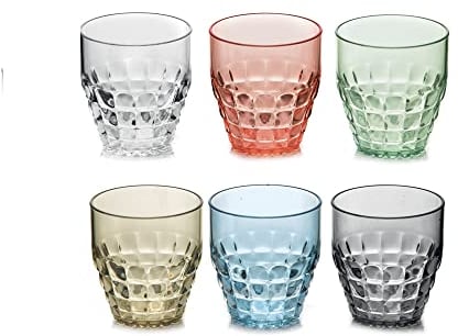 Guzzini - Tiffany, Set di 6 Bicchieri Bassi in Materiale Plastico - Multicolore, 27 x 9,5 x h16 cm | 350 cc - 22570252
