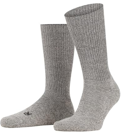 FALKE Unisex Walkie Ergo Socks, Crew Length, Thick Sole, Hiking Sock, Breathable, Moisture-Wicking, Merino Wool, Grey (Graphit Melange 3060), 5-6, 1 Pair