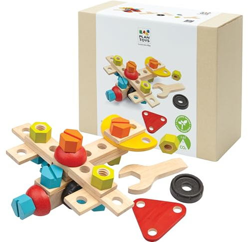 PlanToys® Construction Set Wooden Montessori Building Engineering Kids Toy