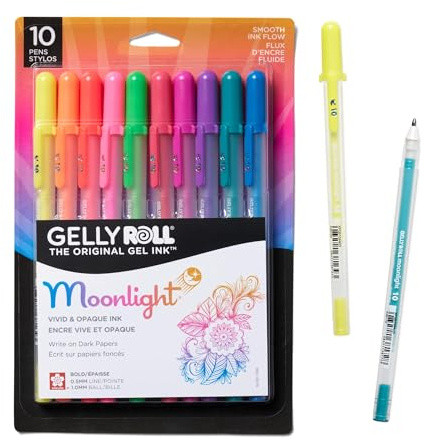 SAKURA Gelly Roll Moonlight Gel Pen Set, Bold Tip, Opaque Colors, 10 PK 38176