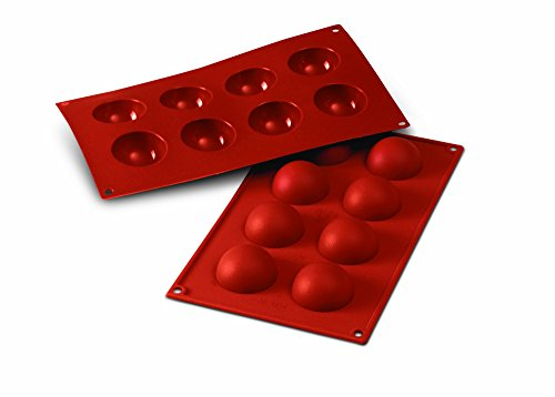 silikomart | SF004 Moule en silicone pour monoportions SEMISFERA, anti-adhérent, 8 cavités, Lot de 1 Moule à gâteau, Ø 50 h 25 mm, Made in Italy
