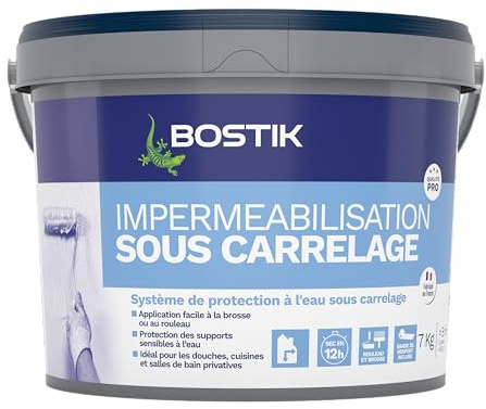 Bostik Kit d’Étanchéité Sous Carrelage – Imperméabilisation Sol et Mur pour Douches, Cuisines et Salles de Bain – Film Protecteur Prêt à l’Emploi avec Bande de Renfort – 7 kg