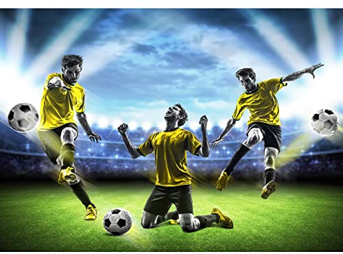 Runa Art Fototapete Fussball Stadion Modern Vlies Wohnzimmer Schlafzimmer - Made in Germany - 308 x 220 cm Blau Grün Gelb 9049010a