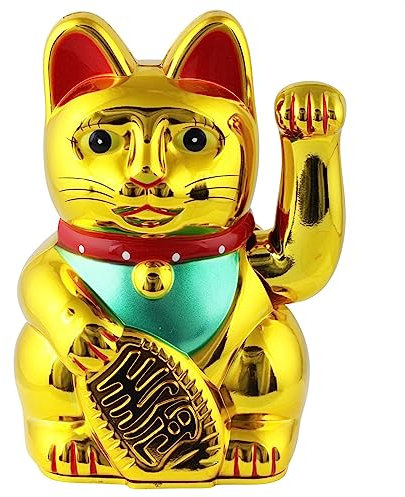 Freak Scene Chat Chanceux Signe Porte Bonheur - Maneki Neko - 13 cm - Or