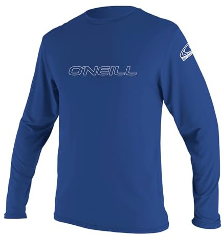 O'Neill Wetsuits Men's Basic Skins Long Sleeve Rash Vest, Pacific, S
