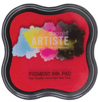 Artiste Pigment Red Ink Pad for Stamping, Adhering Embossing Powders, Crafting Supplies, Highly Pigmented, for Use with Clear Stamps, Rubber Stamps, Ink Pads are Safe Non-Toxic Acid-Free