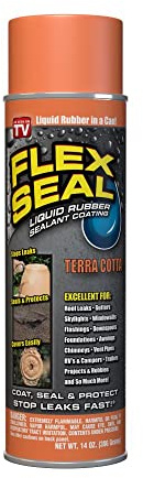 Flex Seal, 14 oz, Terracotta, Stop Leaks Instantly, Waterproof Rubber Spray On Sealant Coating, Perfect for Gutters, Wood, RV, Campers, Roof Repair, Skylights, Windows, and More