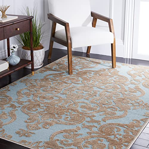 SAFAVIEH Traditionell Teppich für Wohnzimmer, Esszimmer, Schlafzimmer - Paradise Collection, Kurzer Flor, Stein und Aqua, 160 X 229 cm