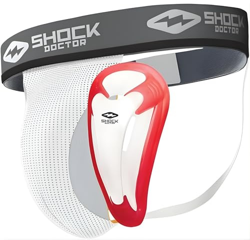 Shock Doctor Jockstrap with Protective Cup for Boys - Whits - Boys Large (kids) - Designed for Playing Sport.