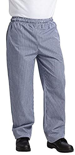 Whites Chefs Clothing Unisex Vegas Chef Trousers, S, Blue & White Check | Elasticated waistband provides comfort for long kitchen shifts, with durable fabric built for commercial laundry.