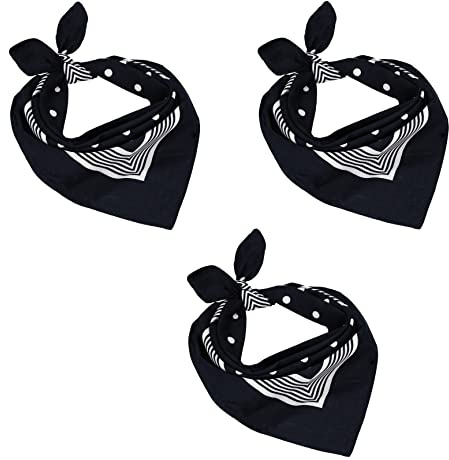 Betz 3er Pack Nickituch Bandana Kopftuch Halstuch klassischem Punktemuster Größe 55 x 55cm 100% Baumwolle Farben: rot, Marine und Schwarzblau