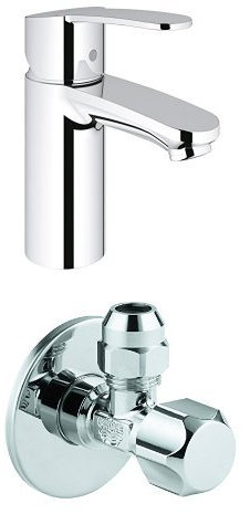 GROHE Eurostyle Cosmopolitan Waschtischarmatur, glatter Körper, Standard-Auslauf + Eckventil, DN 15, 1 stück
