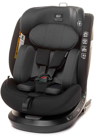 4BABY Kindersitz drehbar 360 mit ISOFIX ROTO-FIX, Autositz 40-150 cm, R129 norm, Kopf, Rückenlehnen und Sitzverstellung, I-SIZE (Graphite)