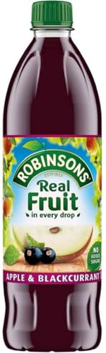 Robinson's Fruit Drink, Apple & Blackcurrant, No Added Sugar, 1-Liter Plastic Bottles (Pack of 4)