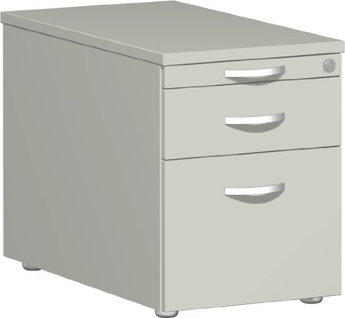 Gera Möbel S-530352-LG/LG Rollcontainer Venedig mit 1 Hängeregistratur, 1 Metall- und 1 Materialschubfach, 43 x 80 x 56,6 cm, lichtgrau