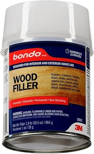 Bondo 20082 Wood Filler, Paste, Pungent Styrene, Yellow, 1 qt Can, Sold as 3 Pack