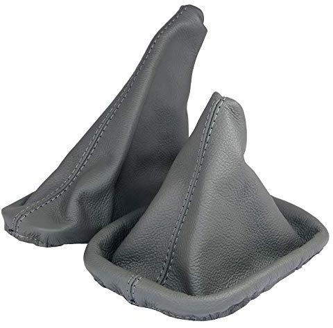 L & P Car Design L&P A0013 Schaltsack Schaltmanschette + Handbremsmanschette kompatibel mit BMW 3er e36 100% Echtleder Leder Grau