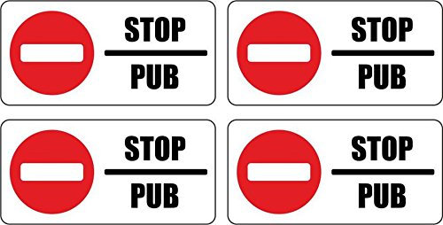Set 4 x Briefkasten-Aufkleber Stop Pub (Keine Werbung)