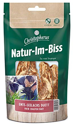Christopherus Kausticks für Hunde, Ente-Seelachs Duett, Warmluftgetrocknet, Natur-Im-Biss, 70 g