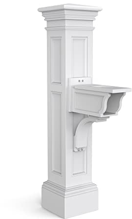 Mayne Liberty Decorative Mailbox Post with Newspaper Holder, White