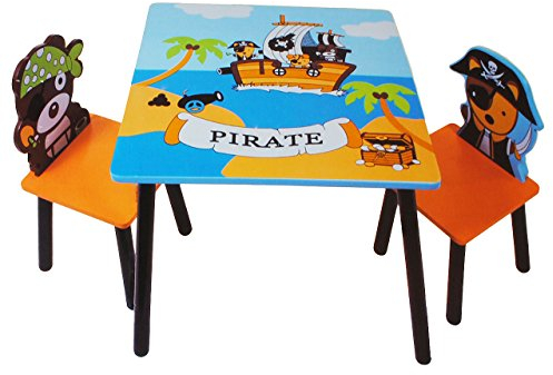 alles-meine.de GmbH 3 TLG. Set: Sitzgruppe für Kinder aus Holz - Piratenschiff/Piraten - Tisch + 2 Stühle/Kindermöbel für Jungen - Kindertisch Kinderstuhl Kinderzimmer für ci..